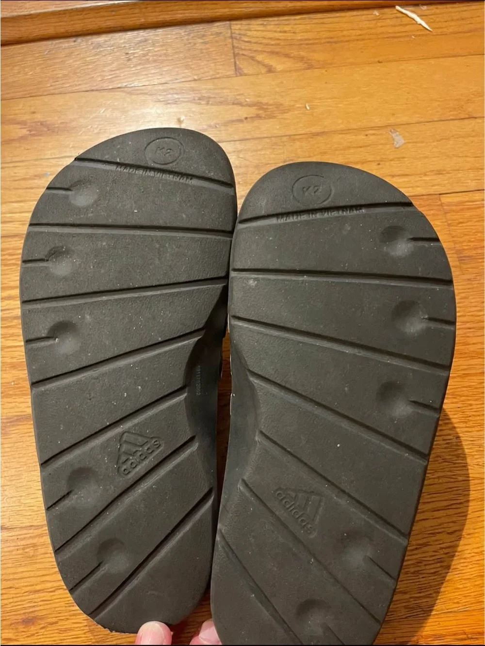 adidas Black Slides with White Stripes Sport Sandals